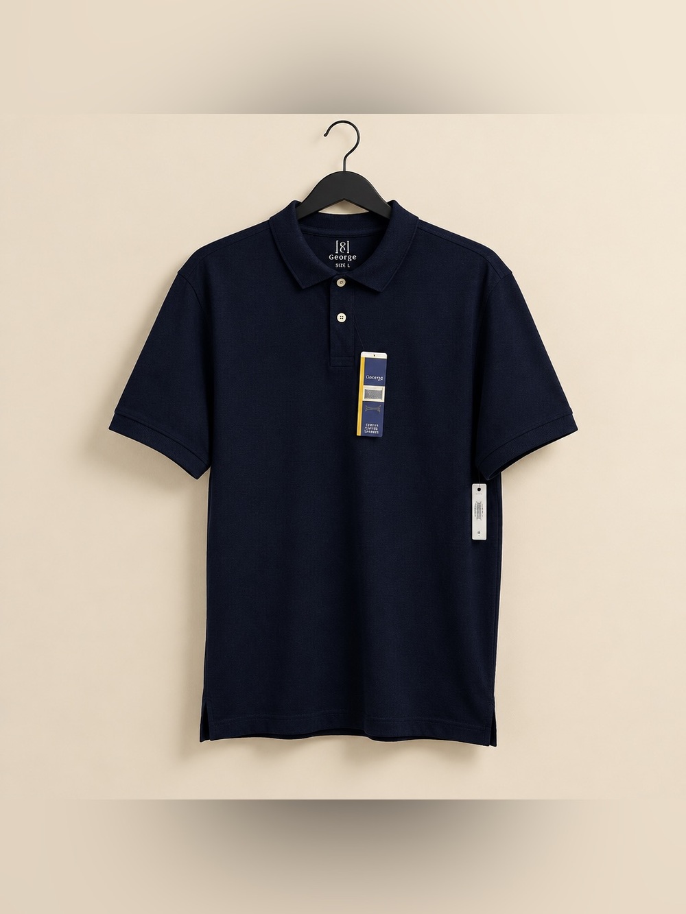 George Size Large Dark Navy Short Sleeve Polo Cotton Spandex